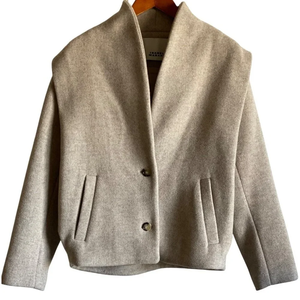 Isabel Marant Drogo Jacket Size 34 US Size 2 Sand Wool - Picture 16 of 16